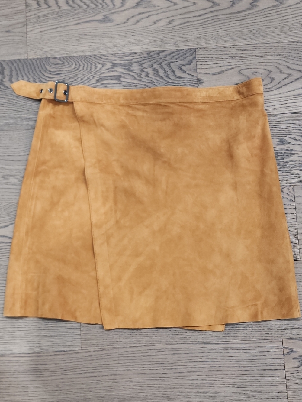 Theory Lamb Leather And Suede Mini Wrap Skirt - Camel